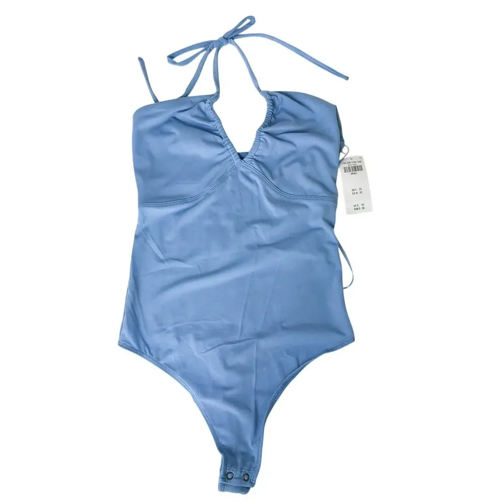 New Abercrombie & Fitch Bodysuit Halter Light Blue Top $40 - S